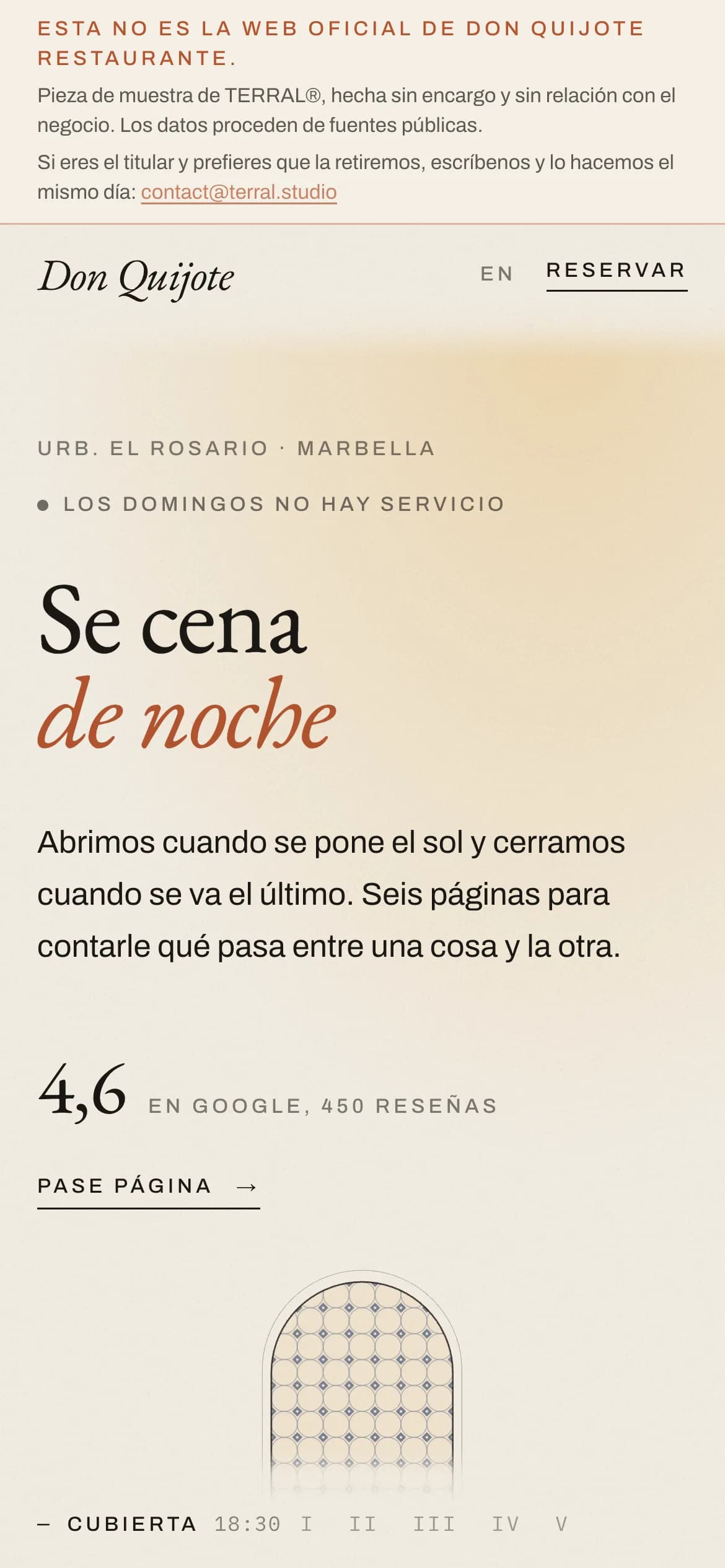 Una cena de Marbella contada como un libro